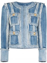 Balmain patchwork denim jacket  patchwork denim jacket at Farfetch